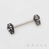 COFFIN-SHAPED ENDS WITH A SKULL ENGRAVE 316L SURGICAL STEEL NIPPLE RING